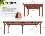 Jocisland 12x24 FT Premium Cedar Wood Pergola with Trellis Roof & Weather-Resistant Support, Outdoor Pergola Kit with Stakes, Garden Gazebo for Patio, Backyard & Events, Reddish-Brown