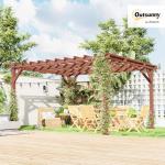 Outsunny 11' x 12.5' Outdoor Wood Pergola with Grape Trellis with Stable Structure for Climbing Plant Support for Patio, Deck, Backyard, Lawn, Brown