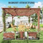 Outsunny 11' x 12.5' Outdoor Wood Pergola with Grape Trellis with Stable Structure for Climbing Plant Support for Patio, Deck, Backyard, Lawn, Brown