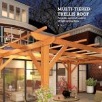 Outsunny 10' x 13' Outdoor Pergola, Wood Gazebo Grape Trellis with Stable Structure and Concrete Anchors for Climbing Plant Support, Garden, Patio, Backyard, Deck, Dark Brown