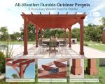 Jocisland 12x24 FT Premium Cedar Wood Pergola with Trellis Roof & Weather-Resistant Support, Outdoor Pergola Kit with Stakes, Garden Gazebo for Patio, Backyard & Events, Reddish-Brown