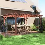 Outsunny 11' x 12.5' Outdoor Wood Pergola with Grape Trellis with Stable Structure for Climbing Plant Support for Patio, Deck, Backyard, Lawn, Brown