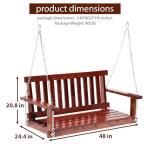 Outdoor Wooden Porch Swing 4Ft Patio Porch Swing Bench 800 LBS Load-Bearing Capacity Swing Chair Two-Person Seating with Adjustable Hanging Chains, Durable Swing Bench for Courtyard, Garden, Backyard