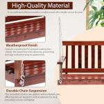 Outdoor Wooden Porch Swing 4Ft Patio Porch Swing Bench 800 LBS Load-Bearing Capacity Swing Chair Two-Person Seating with Adjustable Hanging Chains, Durable Swing Bench for Courtyard, Garden, Backyard