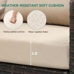 YITAHOME 3-Seats Wicker Hanging Porch Swing Chair Outdoor Gray Rattan Patio Swing Lounge 3 Back Cushions Capacity for Garden, Balcony, Deck