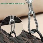 YITAHOME 3-Seats Wicker Hanging Porch Swing Chair Outdoor Gray Rattan Patio Swing Lounge 3 Back Cushions Capacity for Garden, Balcony, Deck