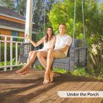 VINGLI 4 FT Rattan Porch Swing Outdoor Support 800 LBS with Cushions & Adjustable Chains, Patio Wicker Swing Bench Chair for Garden, Yard, Lawn, Tree, Grey