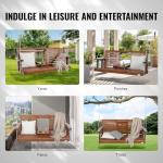 VEVOR Wooden Porch Swing 5 ft, Patio Bench Swing for Courtyard & Garden, Upgraded 880 lbs Strong Load Capacity, Heavy Duty Swing Chair Bench with Hanging Chains for Outdoors, Brown