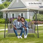 VINGLI 4 FT Rattan Porch Swing Outdoor Support 800 LBS with Cushions & Adjustable Chains, Patio Wicker Swing Bench Chair for Garden, Yard, Lawn, Tree, Grey