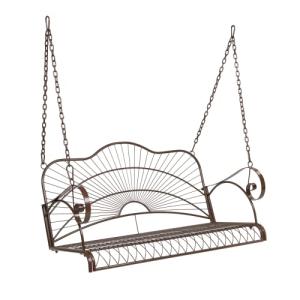 VINGLI Upgraded Metal Patio Porch Swing, 660 LBS Weight Capacity Steel Porch Swing Chair for Outdoors, Heavy Duty Swing Chair Bench for Gardens & Yards (Pattern 3)