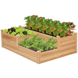 VIVOSUN 3-Tier Wooden Raised Garden Bed Planter