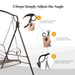 VINGLI Upgraded Metal Patio Porch Swing, 660 LBS Weight Capacity Steel Porch Swing Chair for Outdoors, Heavy Duty Swing Chair Bench for Gardens & Yards (Pattern 3)