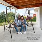 VINGLI Upgraded Metal Patio Porch Swing, 660 LBS Weight Capacity Steel Porch Swing Chair for Outdoors, Heavy Duty Swing Chair Bench for Gardens & Yards (Pattern 3)