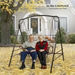 VINGLI Upgraded Metal Patio Porch Swing, 660 LBS Weight Capacity Steel Porch Swing Chair for Outdoors, Heavy Duty Swing Chair Bench for Gardens & Yards (Pattern 3)