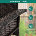 YITAHOME Wicker Hanging Porch Swing Chair Outdoor Brown Rattan Patio Swing Lounge w/ 2 Back Cushions Capacity 530lbs for Garden, Balcony, Living Room, Beige