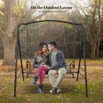 VINGLI Upgraded Metal Patio Porch Swing, 660 LBS Weight Capacity Steel Porch Swing Chair for Outdoors, Heavy Duty Swing Chair Bench for Gardens & Yards (Pattern 3)