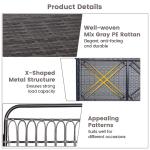 Tangkula Outdoor Wicker Porch Swing, 2-Person Hanging Seat with Seat & Back Cushions, Heavy-Duty Metal Frame & 2 Sturdy Hanging Ropes, Wicker Woven Swing Loveseat for Front Porch