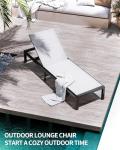 WOAJNQO Aluminum Outdoor Chaise Lounge Chairs, Patio Metal Deck Lounger 5-Position Adjustable Backrest Chase Recliner with Wheels, Waterproof Outside Sun Tanning Chair for Pool/Garden/Beach, White
