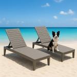 Outdoor Chaise Lounge Set of 2,Lightweight Patio Chairs,Waterproof Sun Loungers Chair Outdoor,5-Positions Adjustable Pool Lounge Chair for Garden Beach Patio Poolside Lawn and Deck,Striped Grey