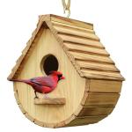 STARSWR Bird House for Outside,Bird Houses Outdoor, Natural Wooden Bird House Clearance Bluebird Finch Cardinals Hanging Birdhouse for Garden Viewing