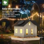 MrCrafts Solar Bird Feeder - Hanging Metal Bird House Feeder with Solar Lights, Outdoor Solar Lantern, Garden Decor for Outside, Unique Gifts for Mom, Grandma, Christmas
