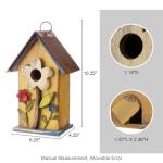Glitzhome Bird Houses for Outside, 10.2" H Hanging Bird House for Outdoor Patio Garden Decorative Birdhouse Pet Cottage Distressed Wooden Birdhouse for Swallow Sparrow Finch Cardinals, Yellow Flower