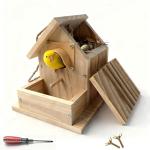 Hanging Bird House for Outside Clearance, Cedar Wooden Bird House to Paint for Finch Bluebird Cardinals, Bird Nest Feeder W/Rain Awning Kit for Outdoor Backyard Courtyard Patio Decor (DIY Detachable)