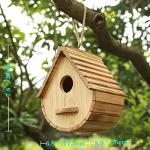 STARSWR Bird House for Outside,Bird Houses Outdoor, Natural Wooden Bird House Clearance Bluebird Finch Cardinals Hanging Birdhouse for Garden Viewing