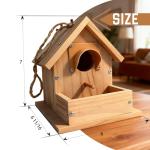 Hanging Bird House for Outside Clearance, Cedar Wooden Bird House to Paint for Finch Bluebird Cardinals, Bird Nest Feeder W/Rain Awning Kit for Outdoor Backyard Courtyard Patio Decor (DIY Detachable)