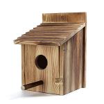 Wood Bird Houses for Outside with Pole Wooden Bird House for Finch Bluebird Cardinals Hanging Birdhouse Clearance Garden Country Cottages