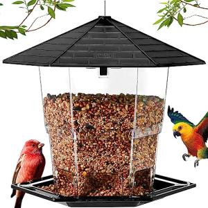 Jealoeur Bird Feeders for Outdoors Hanging Bird Feeder Wild Birds Seed, Black