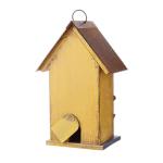 Glitzhome Bird Houses for Outside, 10.2" H Hanging Bird House for Outdoor Patio Garden Decorative Birdhouse Pet Cottage Distressed Wooden Birdhouse for Swallow Sparrow Finch Cardinals, Yellow Flower