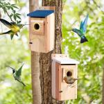 Bird Houses for Outside 2Pack with Copper Guard,Thicken Wooden Bluebird House Clearance Garden Country Cottages, Nesting Box for Finch Swallow Wren Chickadee Wild Bird Supplies, Easy to Assemble