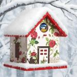 Spring Melody Bird House, Composite Material Nesting Box, Hanging Birdhouse for Blue Bird, Squirrel Proof Birdhouse for Outside, 10 Years Water Proof Weatherable Pole Mountable Bird House (Red)