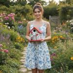 Spring Melody Bird House, Composite Material Nesting Box, Hanging Birdhouse for Blue Bird, Squirrel Proof Birdhouse for Outside, 10 Years Water Proof Weatherable Pole Mountable Bird House (Red)