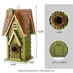 Glitzhome 12" H Green Hanging Distressed Solid Wood Garden Bird House Decorative Birdhouse