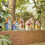 Glitzhome Bird Houses for Outside, 10.2" H Hanging Bird House for Outdoor Patio Garden Decorative Birdhouse Pet Cottage Distressed Wooden Birdhouse for Swallow Sparrow Finch Cardinals, Yellow Flower