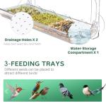SUNALLY Window Bird Feeder for Outdoors, Clear Bird Feeders Window Mounted with Strong Suction Cups, Transparent Birds House Outside Wild Watching for Garden, Yard, Elderly Kids Viewing