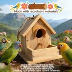 Hanging Bird House for Outside Clearance, Cedar Wooden Bird House to Paint for Finch Bluebird Cardinals, Bird Nest Feeder W/Rain Awning Kit for Outdoor Backyard Courtyard Patio Decor (DIY Detachable)