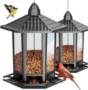 Birdream 2 Pack Bird Feeders for Outdoor Hanging, Retro Pagoda Design Fun Installation Bird Feeder, Attracting Wild Birds Chickadees Goldfinches Cardinals Finches and Sparrows