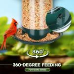 Gbekery Metal Bird Feeders for Outdoors Hanging, Weather Resistant Wild Bird Feeder with 360 Degree Feeding Tray, Green
