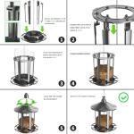 Birdream 2 Pack Bird Feeders for Outdoor Hanging, Assembly Required, 1-Min Easy Setup, Charming Castle Design, Attracting Cardinals Chickadees Goldfinches & Sparrows - Black