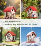 Spring Melody Bird House, Composite Material Nesting Box, Hanging Birdhouse for Blue Bird, Squirrel Proof Birdhouse for Outside, 10 Years Water Proof Weatherable Pole Mountable Bird House (Red)