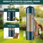 LCSEVEN Bird Feeders for Outdoors Squirrel Proof with Weight-Activated Perches, Hanging Bird Feeder for Outside, Metal Feeder for Wild Cardinal, Finch, Blue Jay, Chickadee, 3LB Seed Capacity, Green