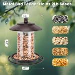Bird Feeders for Outdoors, Hanging Metal Bird Feeder for Outside with Acrylic Tube Seed Capacity for Viewing Cardinal Finch, Weatherproof and Durable Wild Birdfeeder for Garden Yard