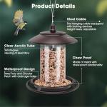 Bird Feeders for Outdoors, Hanging Metal Bird Feeder for Outside with Acrylic Tube Seed Capacity for Viewing Cardinal Finch, Weatherproof and Durable Wild Birdfeeder for Garden Yard
