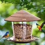 Hanizi Bird Feeder Outdoor Hanging for Wild Bird Seed, Brown