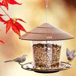 Hanizi Bird Feeder Outdoor Hanging for Wild Bird Seed, Brown