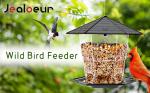 Jealoeur Bird Feeders for Outdoors Hanging Bird Feeder Wild Birds Seed, Black