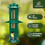 Kingsyard Squirrel Proof Bird Feeder for Outdoors Hanging, Metal Wild Bird Feeders with Removable Base and Baffle, Easy to Clean & Refill, 3 lbs Large Seed Capacity, Dark Green